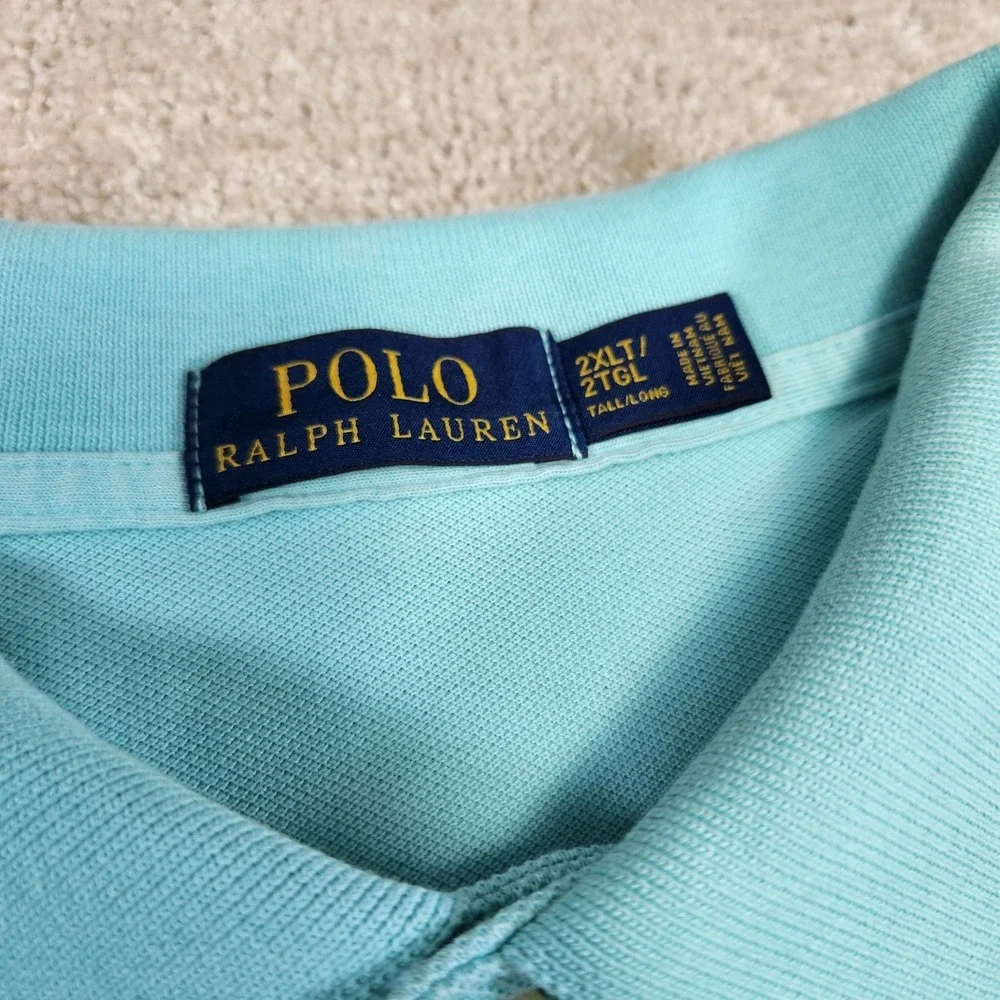 Polo‎ Ralph Lauren Shirt Men 2XLT Polo Iconic Mesh Cotton Green Wealth Luxury